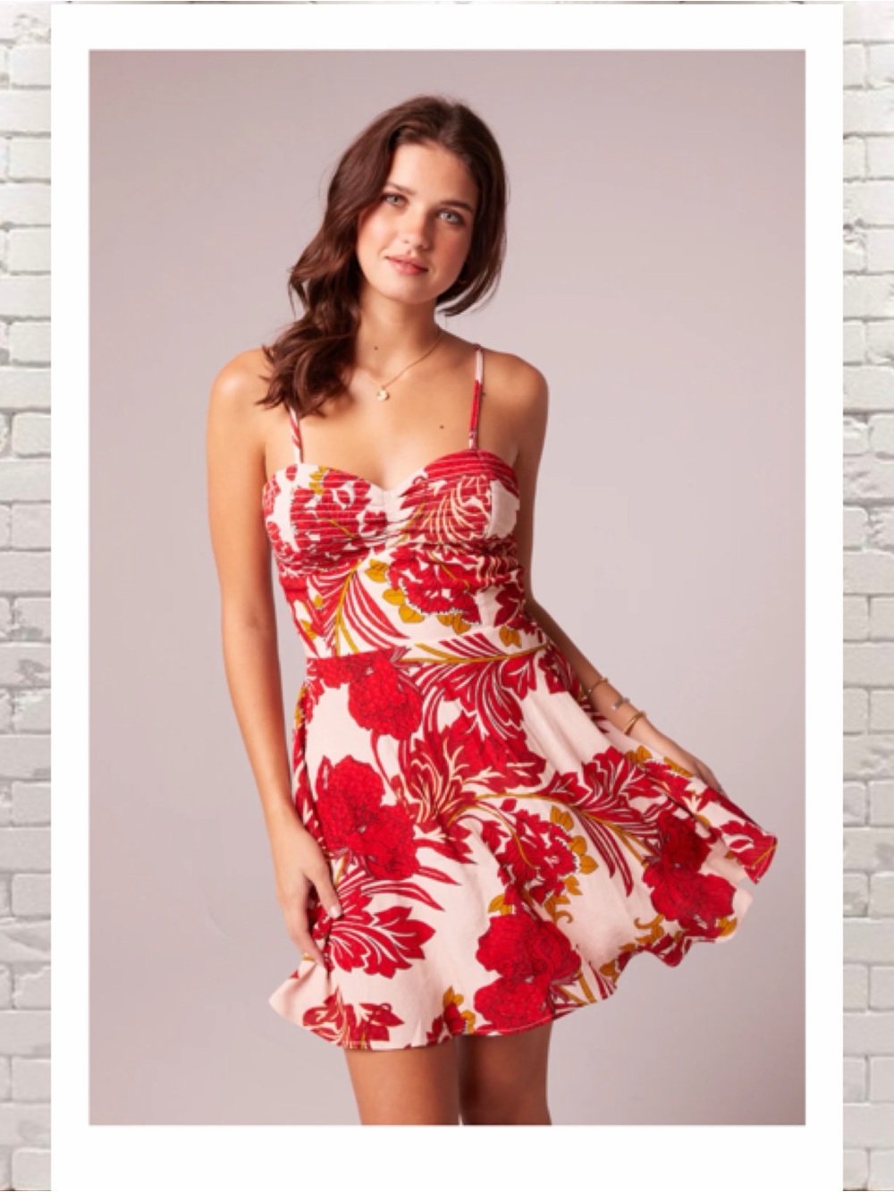 B.O.G Collective DANCING QUEEN RED FLORAL BRA CUP MINI DRESS